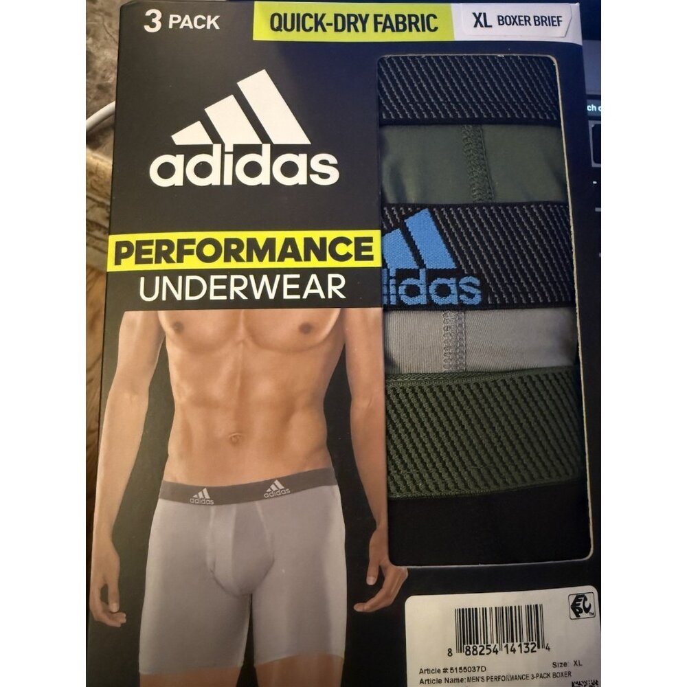 Adidas Men's Performance Underwear 3-Pack in XL - Quick Drying - GA5584,